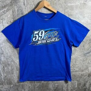 Jim Siegel racing blue crewneck t-shirt  sprint car New Oxford, PA Men's size L